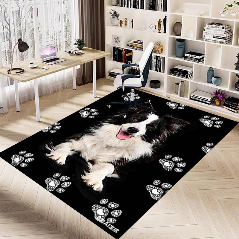1PC Dog paw prints Non-Slip Floor Carpet Compatible for Office&Living Room&Dining room - Flat-Weave Machine- Soft & Pattern-E293