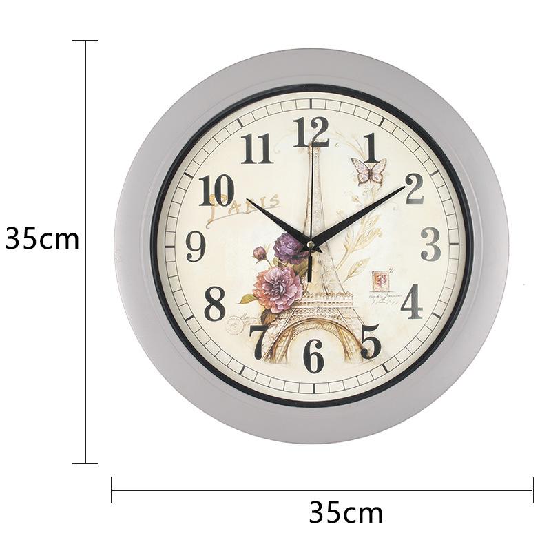 Creative Wall Clock Living Room Silent Clock 12-inch Retro Quartz Clock Bedroom Round Clock