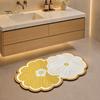 Quick Dry Shower Mat Double Flower Bath Mat, Super Absorbent Diatomaceous Earth Rug, Non-Slip Floral Washable Drying for Bathroom Floor Home Entrance