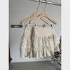 White A-Line High Waist Lace Splicing Puffy Short Skirt - Autumn & Winter Collection
