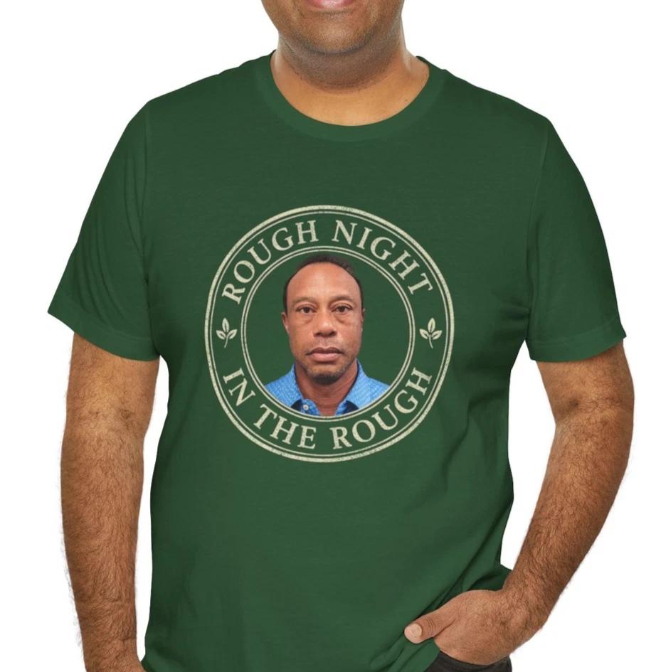 Tiger Woods DUI Mug Shot Golf Pro Rough Night In The Rough T-Shirt L
