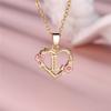 Female A-Z Letter Flower Pendant Necklace Yellow Gold Color Wedding Jewelry Gift for Women