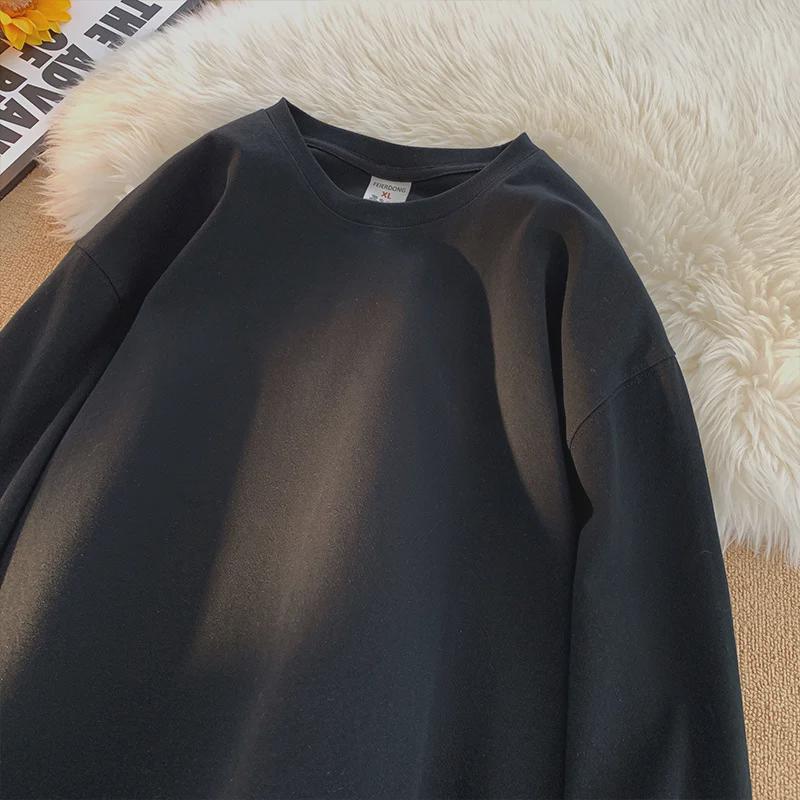 Men's 2023 Autumn Heavy Long-Sleeve Retro T-Shirt: Trendy Couple's Top