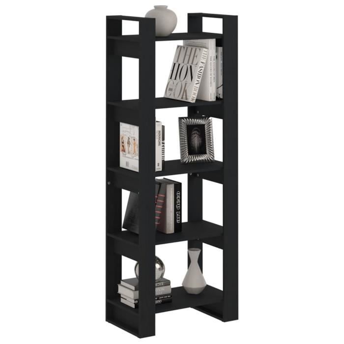 Bibliothèque en bois massif noir 60x35x160 cm - VidaXL