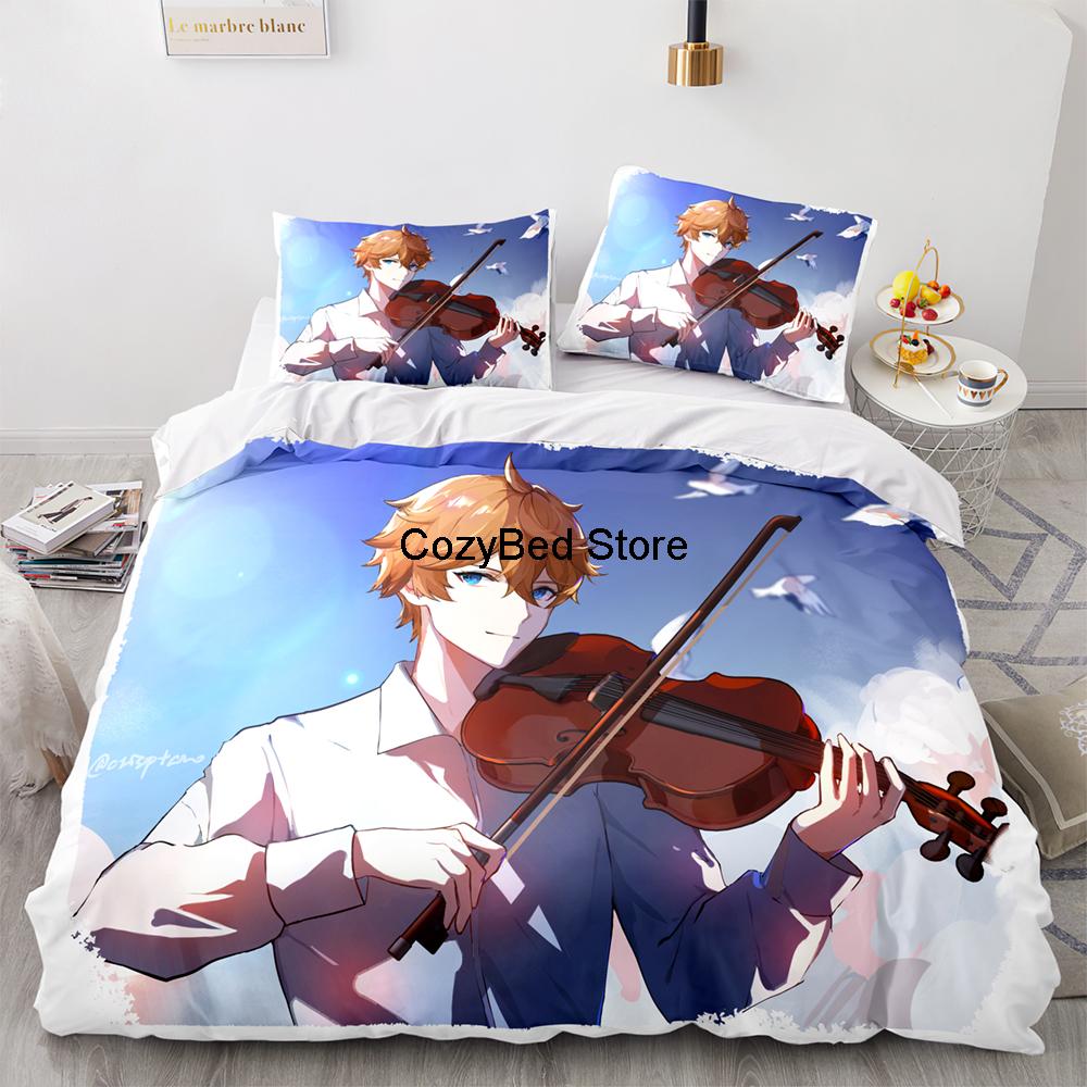 Genshin Impact Bedding Set Game 3d Print Bed Linen Quilt Soft Duvet Cover Sets Home Textile Queen King Size Girl Kids Room Decor
