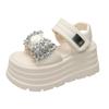 Fashion 8CM Women Summer High Platform Sandals Glitter Slides 2025 Crystal Butterfly-knot Shoes Woman Pantofle Soft Beach Slides Zapatos