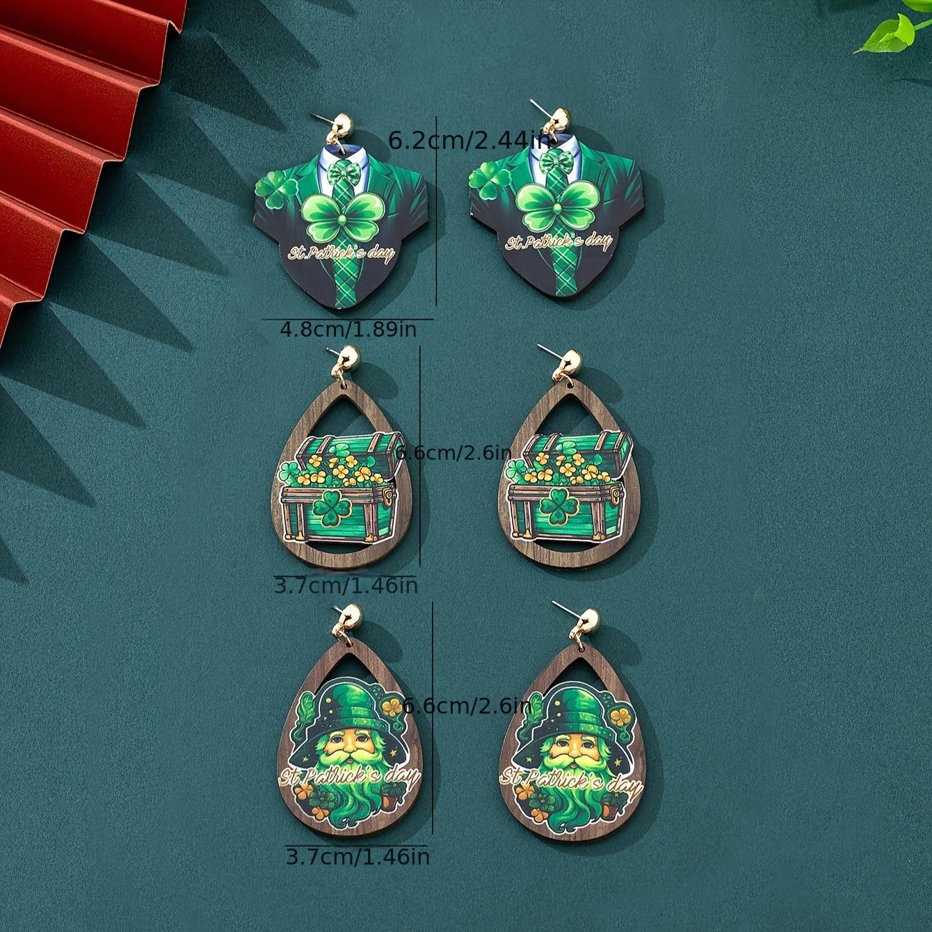 St. Patrick s Day Themed Earrings Rainbow Beard Irish Wood