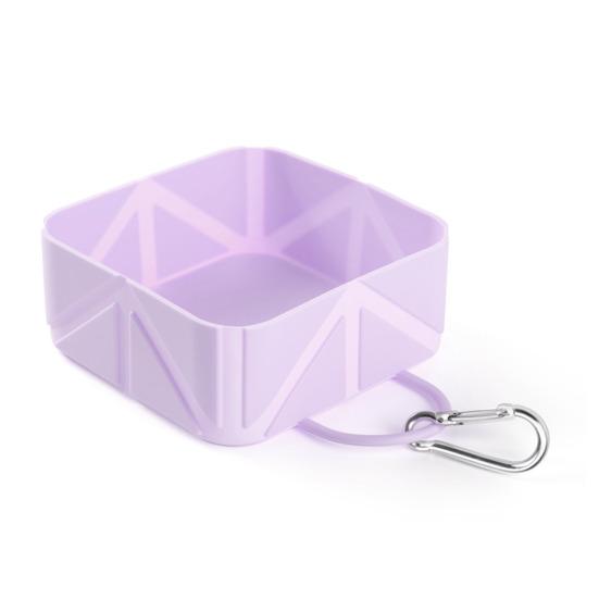 

Силиконовая складная миска для домашних животных, портативная кормушка для собак 500 мл, нескользящая квадратная миска для кормления с карабином, многофункциональная дорожная миска для собак 500ML фиолетовый