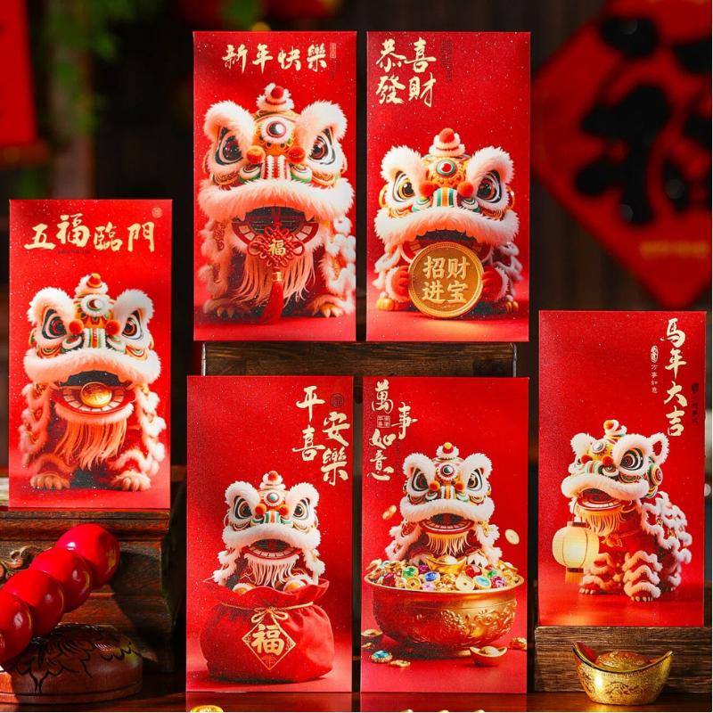 

6Pcs 2026 Horse Year Spring Festival Red Envelope Lucky Red Pockets Chinese Year Money Envelope