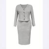 European & American Plus Size Women's Autumn/Winter Fashionable Bodycon Skirt & Coat Set