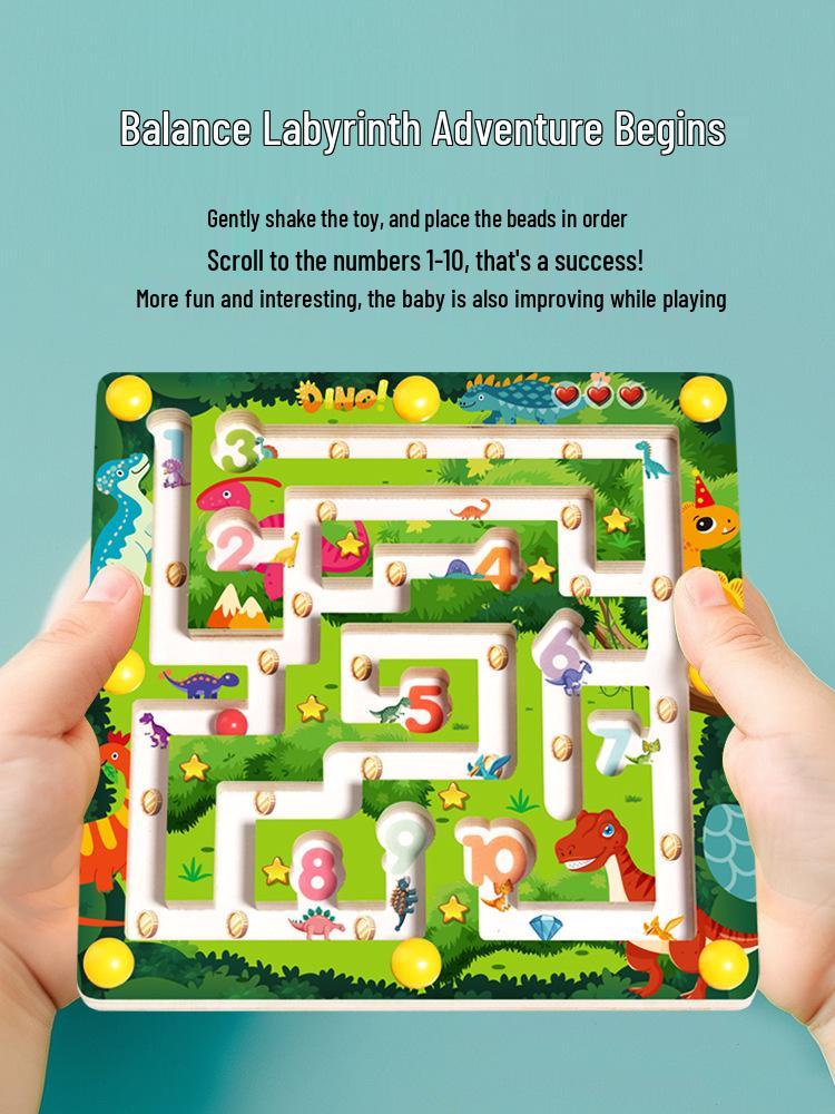 

Wooden Magnetic Maze Ball Bearing Educational Game for Kids: Enhance Focus with Pen Control, Color Sorting, and Counting.