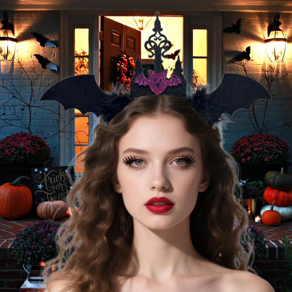 Unique Bat Themed Headband Comfortable Wear Costume Hair Decoration For Children Teens Halloween Carnival Celebrations