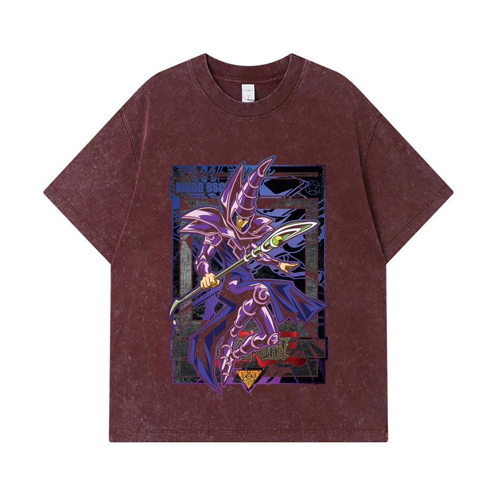 275 GSM Washed T-shirts 100% Cotton Yu-Gi-Oh V5 Mago Oscuro Print Unisex Heavy Cotton T Shirt