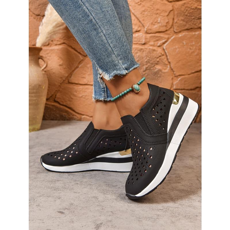 2025 Summer New Arrival Plus Size Women's Shoes Platform Heel Open-Toe Loafers with Built-in Elevation Women's Single Shoes Slip-Ons