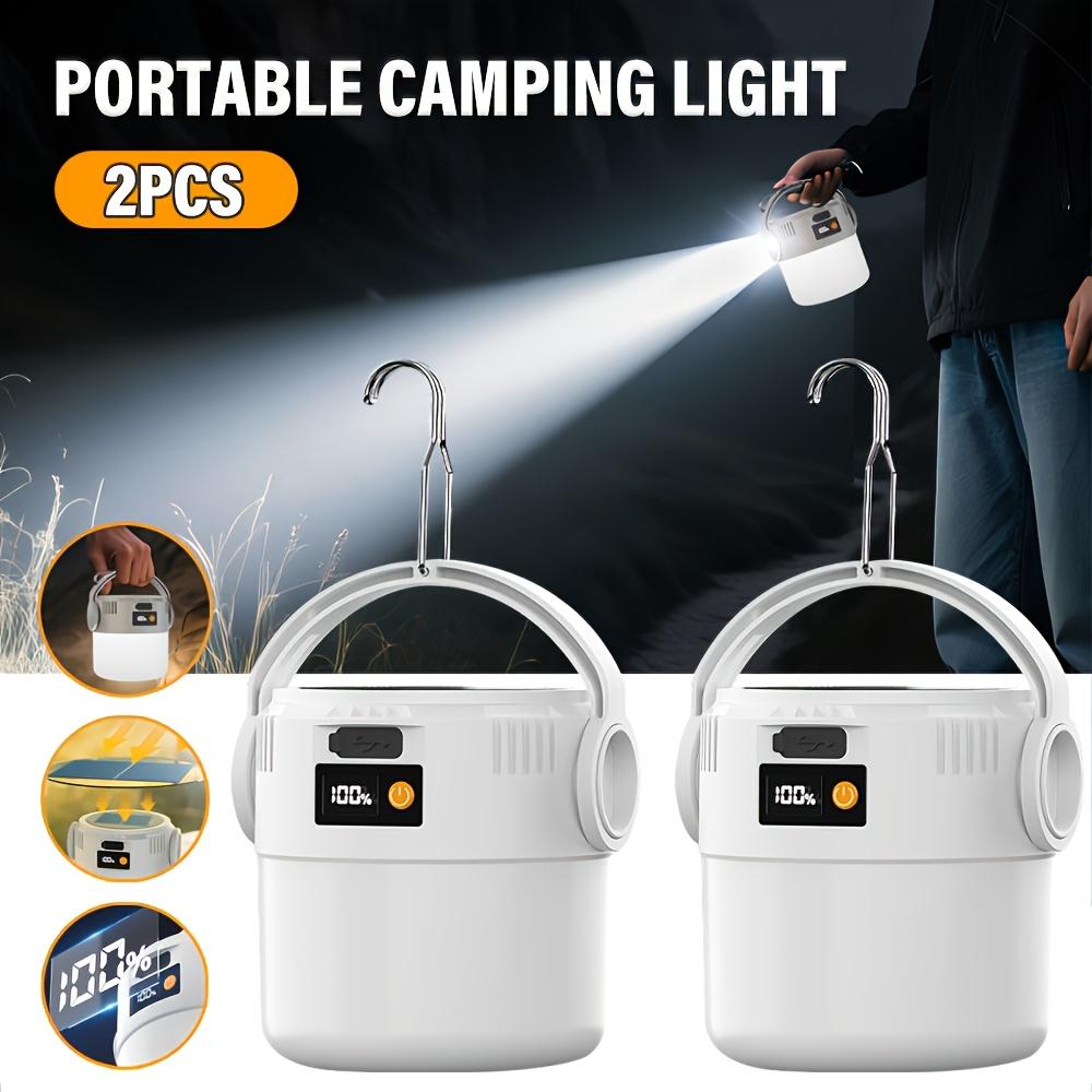Solcelle campinglys USB oppladbart med metallkrok teltlys display batterinivå Utendørsaktivitet camping fiske Kompakt design