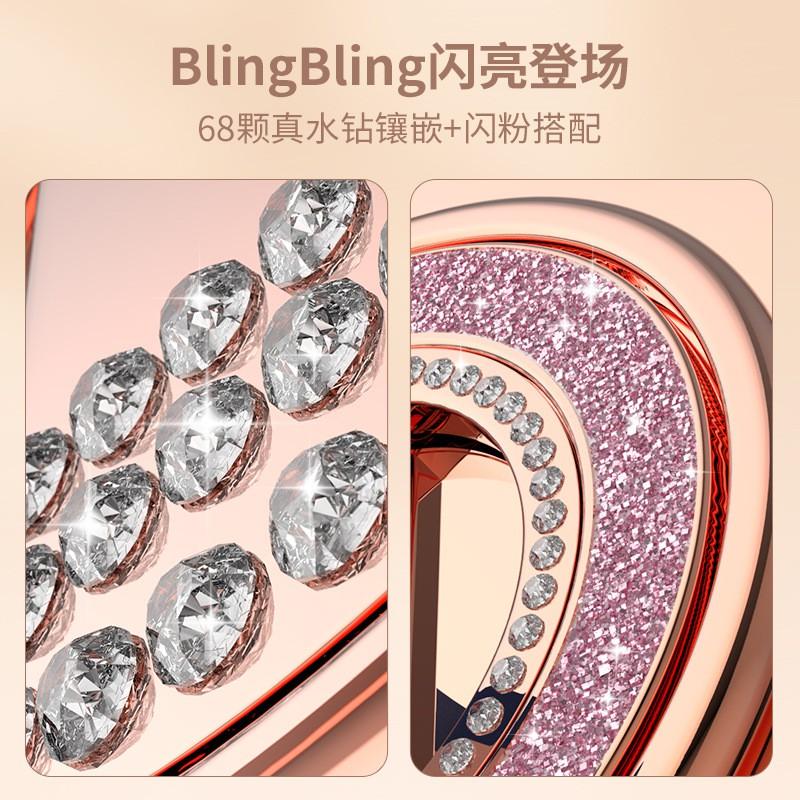 Magnetic Phone Holder With Rhinestone Accents 360 Rotating Metal Ring Stand Desk Use MagSafe Compatible