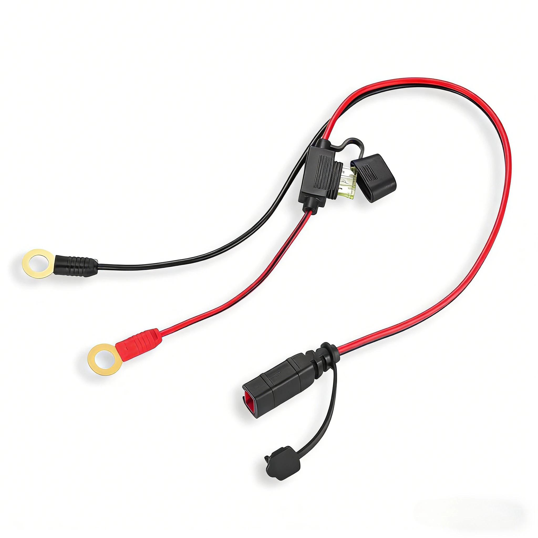 

Battery Charger Extension Cable 24 Inch 15A ATC Inline Fuse Heavy Duty Eyelet Terminal 12V for Car Motorcycle Marine Boat