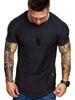 European & American Men's Slim Fit Crew Neck Pleated T-Shirt - Solid Color, Casual Short Sleeve