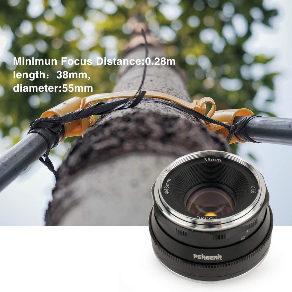 Pergear 35mm Manual Focus Fixed Lens for Fujifilm XF Mount Compatible with Fuji and F1.6 Cameras, X-A1, X-A10, X-A2, X-A3, A-at, X-M1, XM2, X-T1,