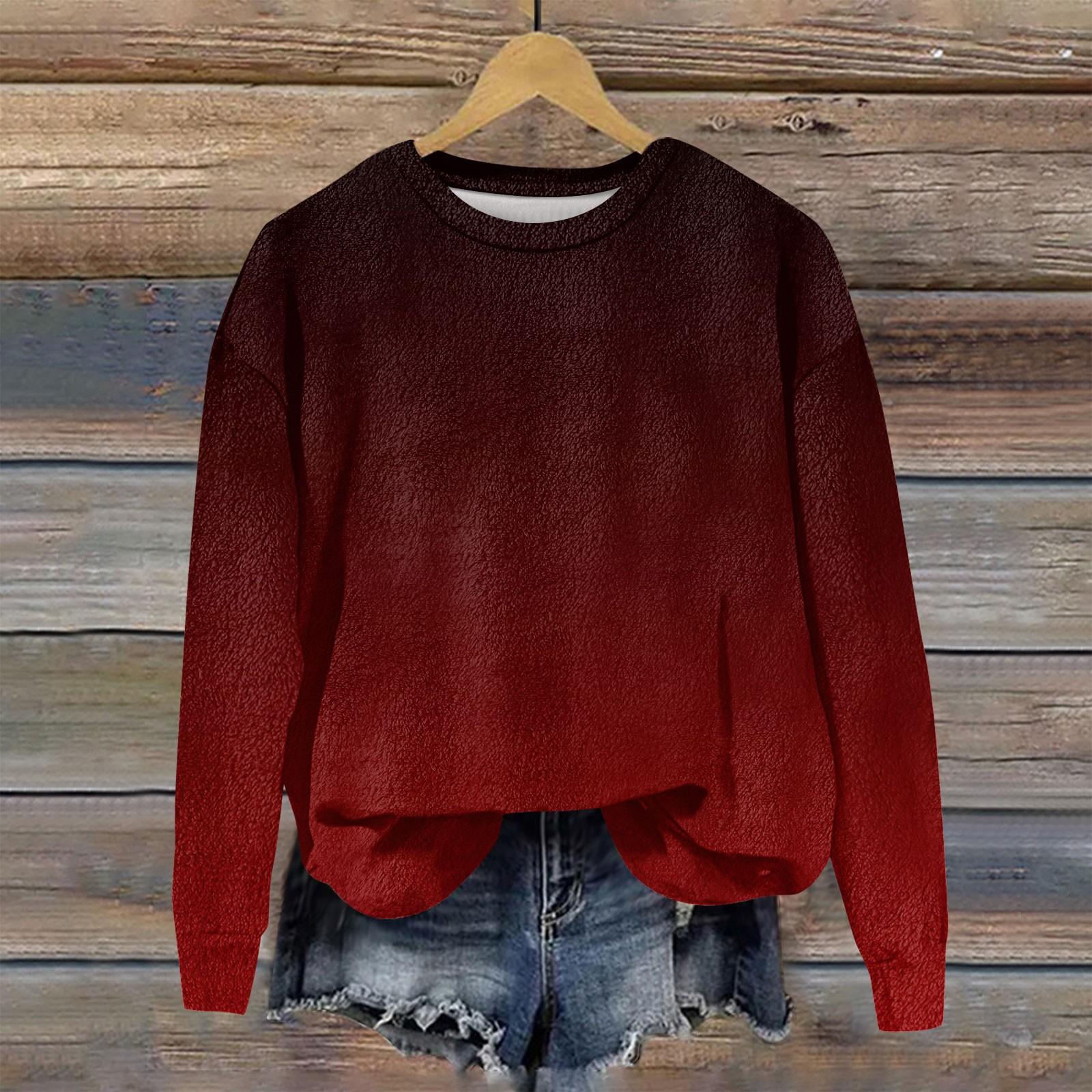 

Женская мода с длинным рукавом плюшевый принтованный свитшот пуловер топ XL красный