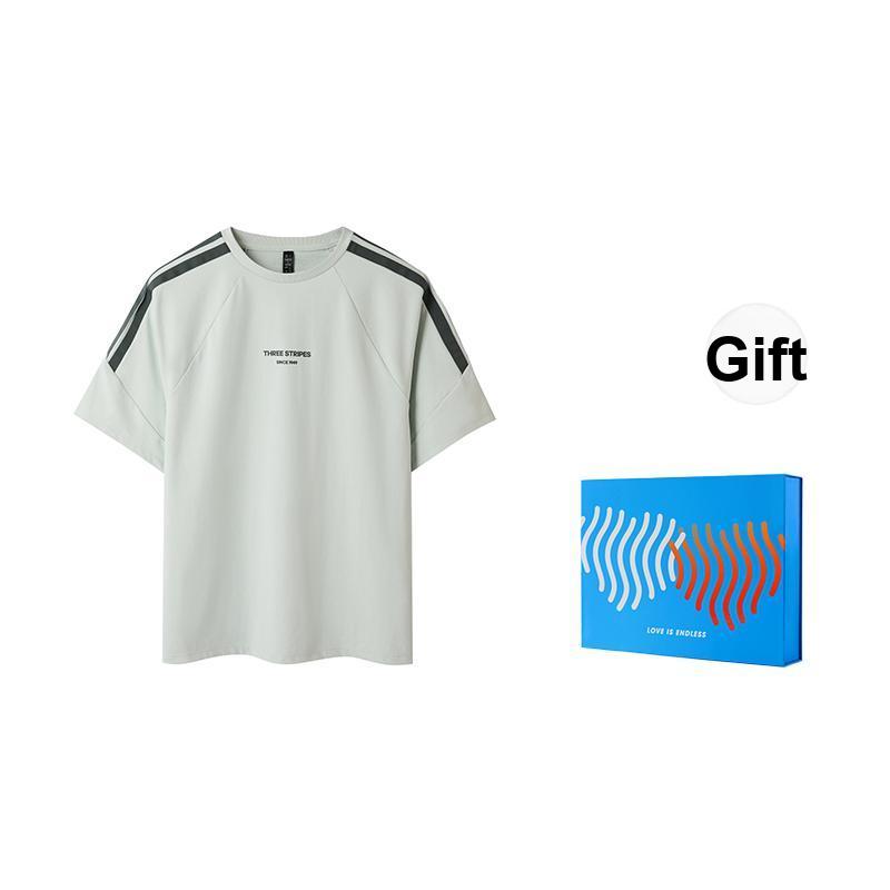 adidas Striped Loose Comfortable Fitness Running Breathable Short Sleeve T-Shirt Men Tops Light-Green JY8307
