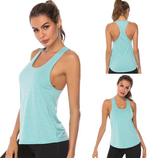 Women U Neck Sleeveless Quick Dry Racerback Vest Running Yoga Sports Tank Top