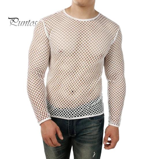 

Мужской клубный топ, прозрачный ажурный сетчатый круглый вырез с коротким рукавом, свободный тонкий пуловер в стиле хип-хоп, уличная мужская одежда M