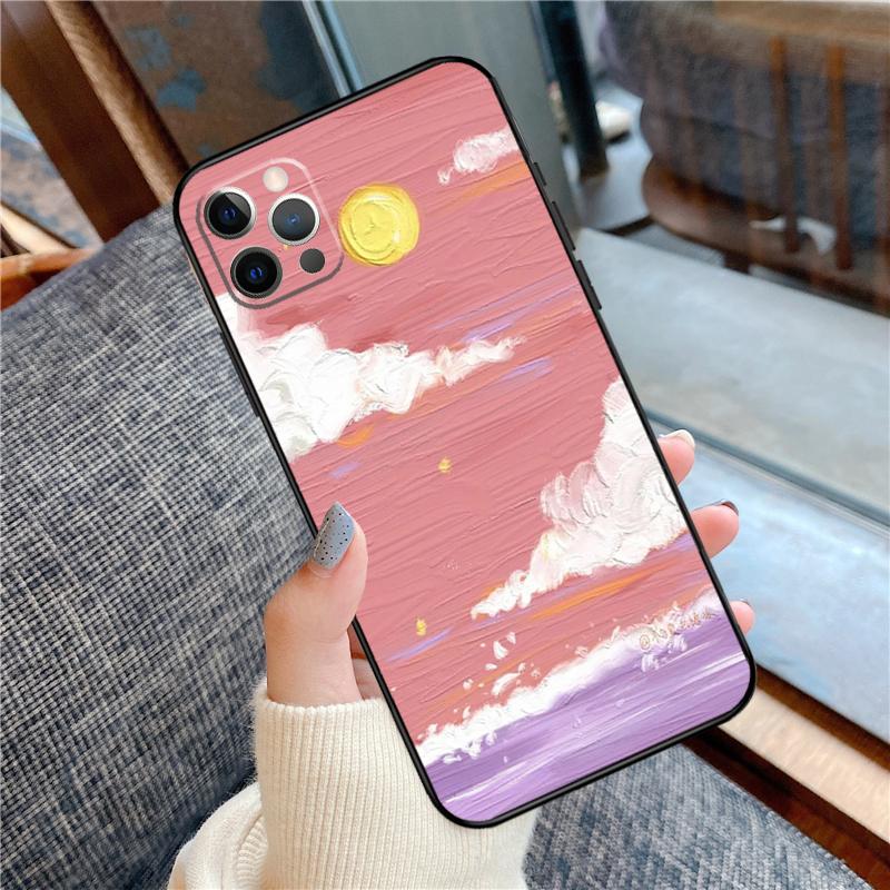 Korean Sunset Scenery Phone Case For iPhone 16 15 14 13 12 11 Pro Max 12 13 mini XR 15 16 Plus 16e Cover Shell
