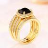 Elegant Cushion Black Cubic Zirconia Set Rings Luxury S Accessories for Women Modern Design Wedding Fashion Jewelry