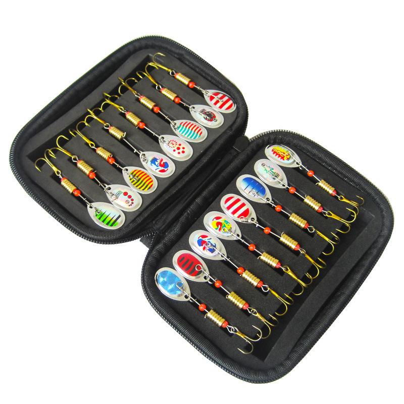 Metal Spinner Spoon Lure Kit Hard Bait Tackle with High-Strength Hooks for Bass Pike Trout Freshwater/Saltwater Fishing 16/10Pcs