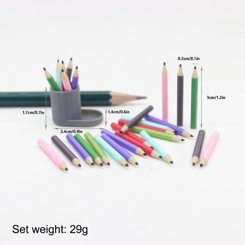 1 Set 1:12 Dollhouse Miniature Dollhouse Pen Holder+6 Colored Pencils Set Doll Home Decor Pretend Play Dollhouse Stationery Toys