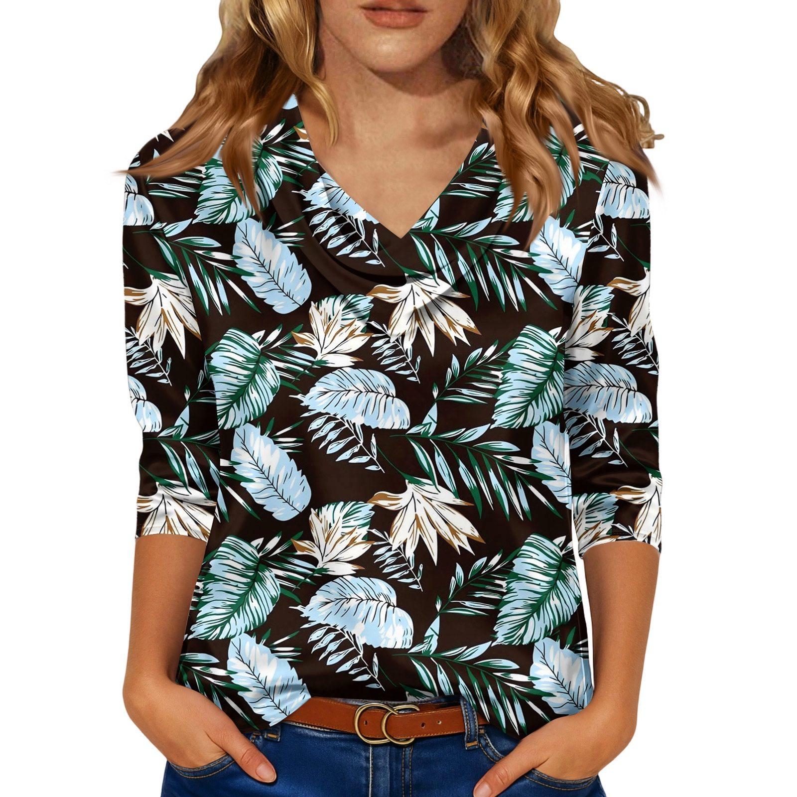 

Блузка для женщин нарядная с рукавом 3/4, рубашки для делового кэжуал, топы S синий