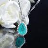 Women Jewelry Set Simulated Paraiba Teardrop Ring Pendant Necklace Earrings