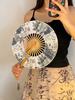 BEPAN Chinese-style Ink-wash Silk Folding Fan, Summer Ancient-style Fan, Portable Hand-cranked Bamboo Fan, National Style Decoration