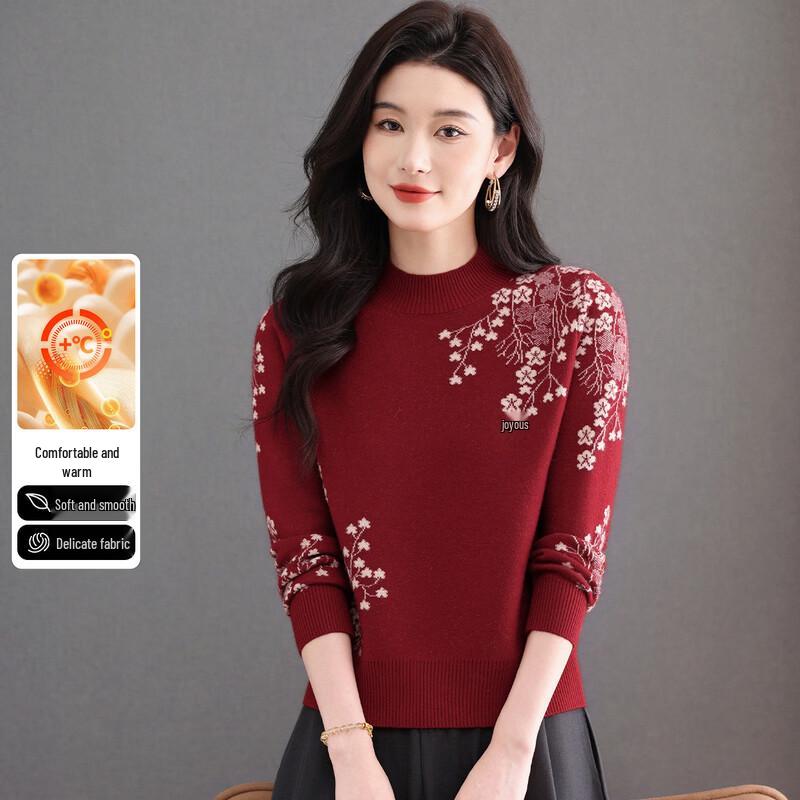 Snowflying Women s Floral Color-block Knitted Sweater XL