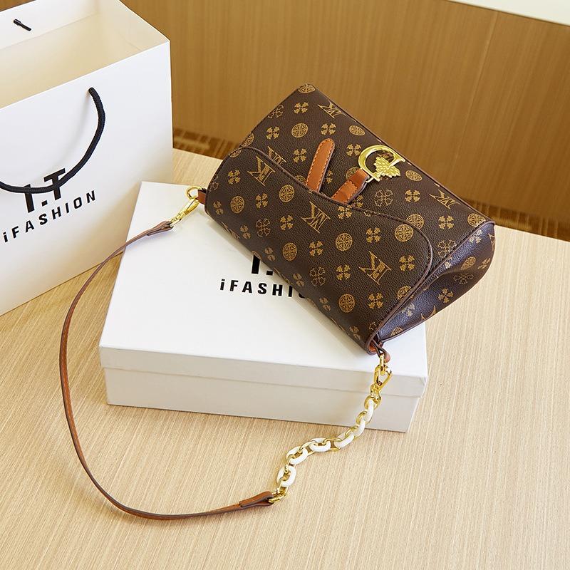 New Retro Handbag Bag Women's Shoulder Bag Fashion Printed Women's Bag Small Square Bag Chain Shoulder Bag
