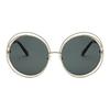 Chloe Retro Mode Großer Rahmen Metall Rund Sonnenbrille Unisex Sonnenbrille Gold CH114SD