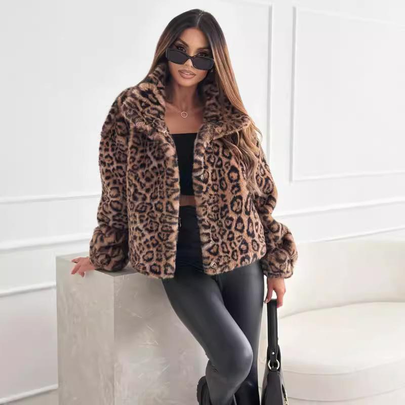 Casual Loose Outerwear Autumn Winter Woman Tops Fashion Leopard Printing Women Coats Jackets Cardigan Clothes