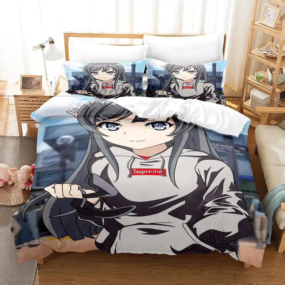 Comforter 3D Print Anime Sexy Girl Sakurajima Mai Bedding Set Single Twin Full Queen King Size Bed Set Adult Kid Bedroom S