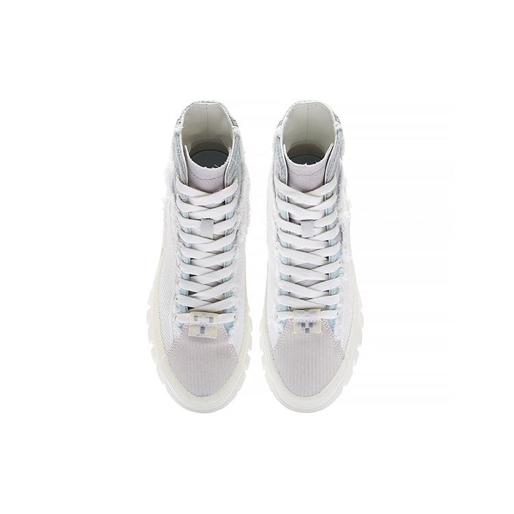 New LiNing Wave Casual Shoes Women's High Top Ice Clear Blue/Microcrystalline Gray/Ivory AZGS090-2