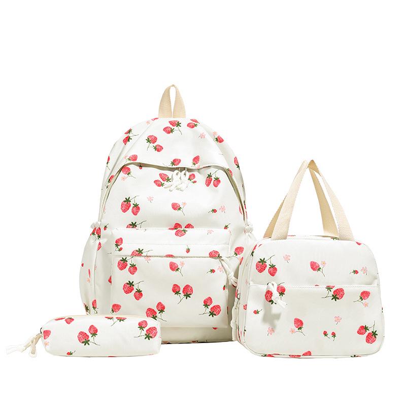 Nuovo Set Zaino Scolastico a Tre Pezzi Cartoon Fragola Grande Capacità 2026 - Resistente all'Usura, Carino, Borsa a Spalle Doppie Casual