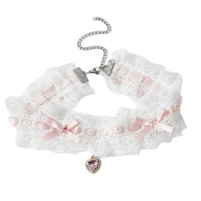 Stylish Rhinestones Bowknot Heart Necklace Alloy Comfortable Chain for Stylish Outfits