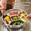 Stainless Steel Divided Plate 5 Compartment Snack Box Reusable Sectioned Food Storage Container for Meal Prep Party Entertaining