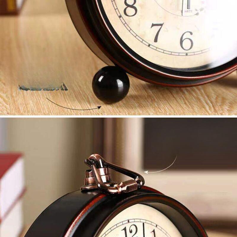 Retro Small Alarm Clock Desktop Countertop Clock Ornament Seat Clock Mute Old Man Clock Home Bedroom Clock Table Pendulum Clock