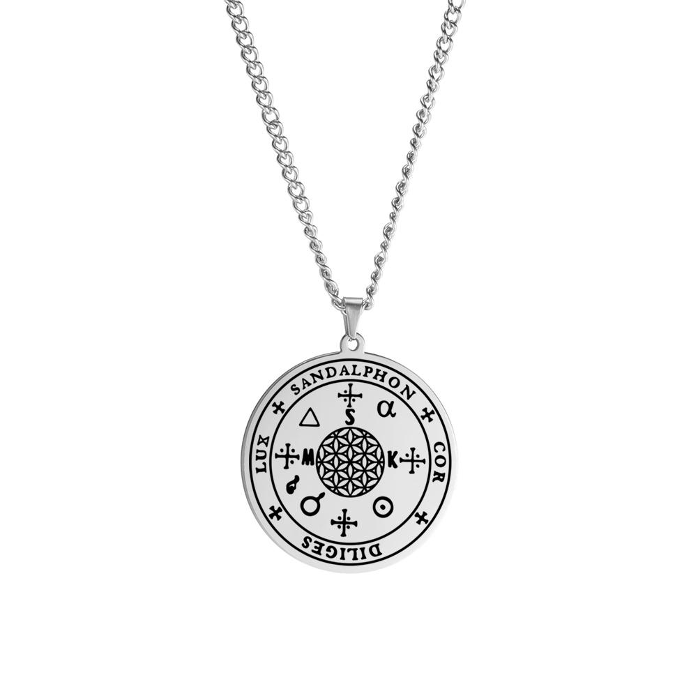 Dawapara Archangel Sandalphon Necklace Angelic Ambassador of Prayers Kabbalah Stainless Steel Amulet Jewelry