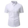 Summer Oxford Cotton Short Sleeve Shirts Business Casual Square Collar Shirt Men