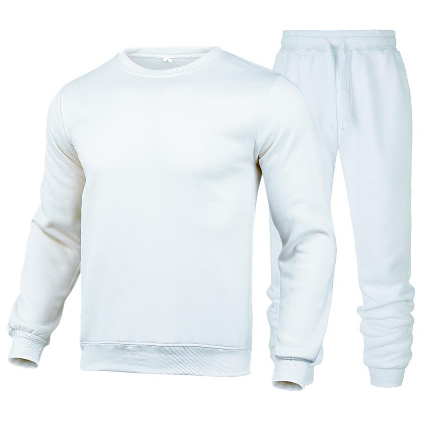 Unisex Fleece-Lined Round Neck Sports Sweatshirt Set