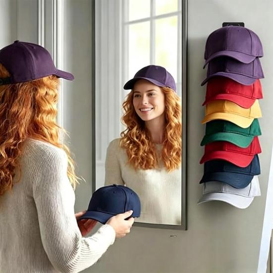 Hat Storage Rack Holds 8 Hats Wall Mountable Space Saving Hat Organizer Large Capacity Rack for Baseball