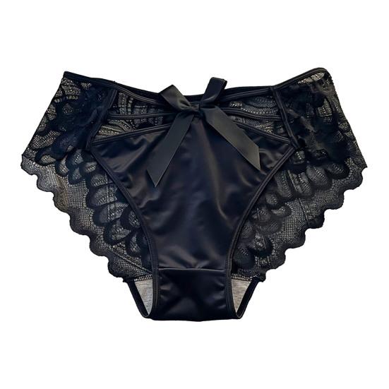 Women's Silky Satin Panties Sexy Invisible Lace Briefs Low Waist Bikini Underwear Seamless Breathable Underpants