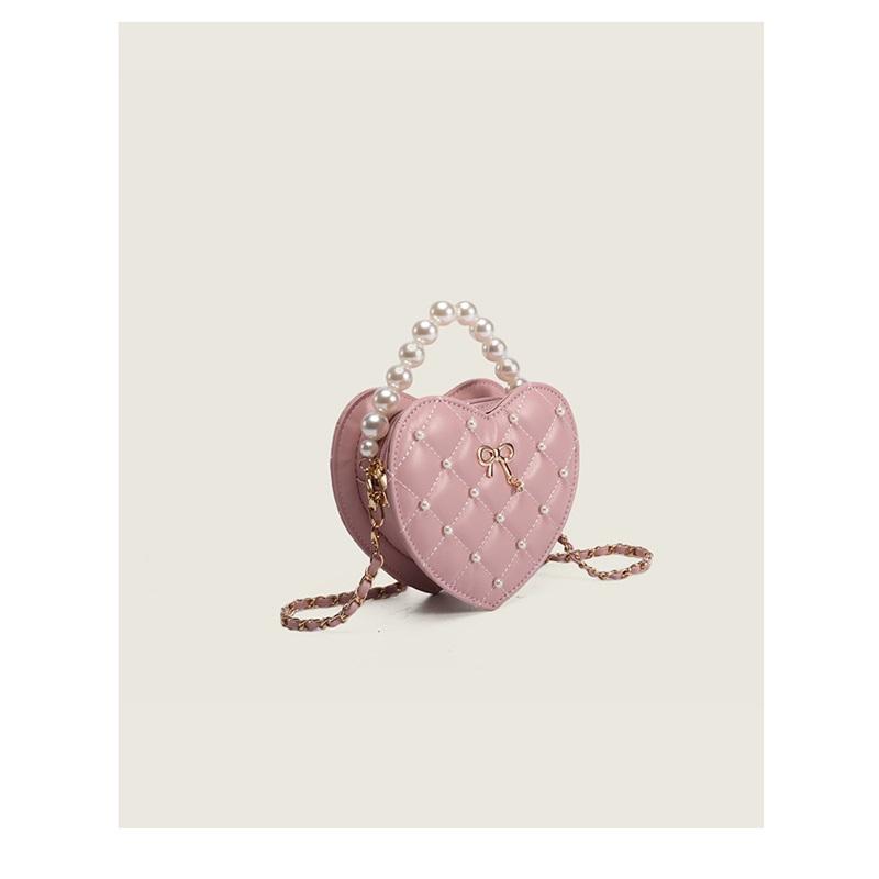 Tooxika Women's Heart Pearl Handbag, Mini Shoulder Chain Crossbody Bag